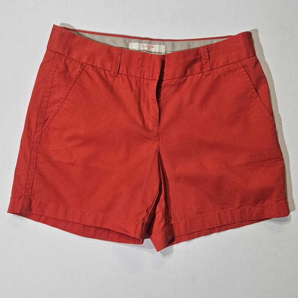 J. Crew Chino Shorts Womens Size 0 Orange Broken In‎ Fit Preppy Coastal Cotton